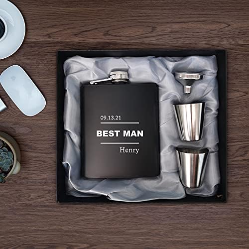 Flask de proposta de melhor homem personalizado utf4c para casamento, frasco de quadril preto personalizado para bebidas