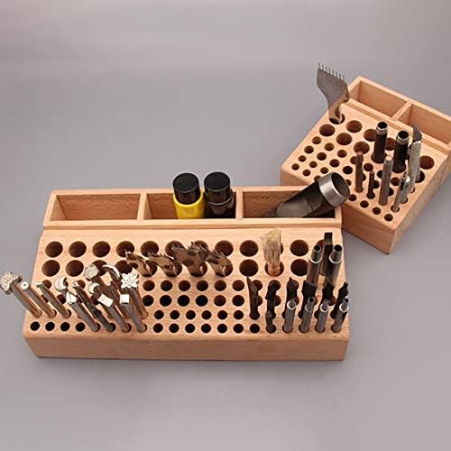 46/98 buracos pinheiro de madeira de madeira de couro Diy Tamping/Punching Tools Holder Organizer armazenando armazenamento de ferramentas