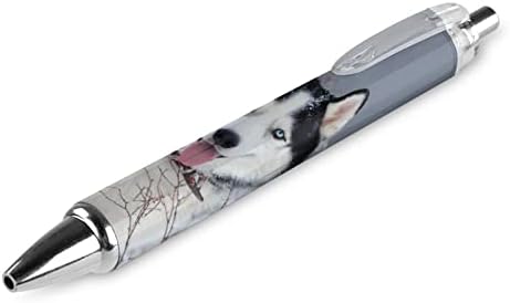 Cão husky siberiano em caneta esferográfica de inverno 0,5 mm de barril redondo de barril redondo azul de 0,5 mm Presente personalizado