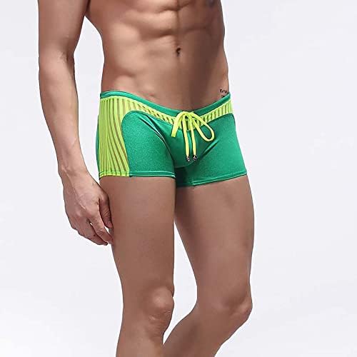 4zhuzi Men's Quick Dry Swimsuit, roupas de banho de verão listradas de malha listrada cintura de cordão de troca de shorts