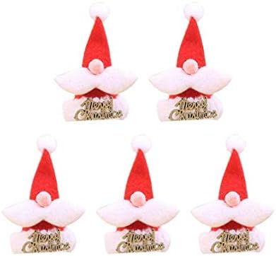 AMOSFUN 5PCS Christmas Mini Hats de Papai Noel com as renas Antlers Christmas Wine Topper Caps Decorações de mesa de jantar de Natal
