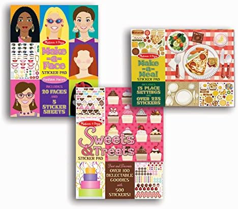 Melissa & Doug Sticker Pads Conjunto: doces e guloseimas, moda Make-Aace e Make-A-Mela