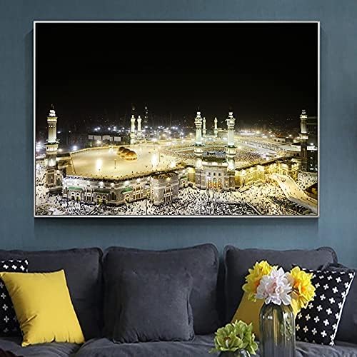 Mesquita Islâmica Mesquita Night Hajj Pilgrimage Canvas Pintura no pôster de decoração de parede e imprime a imagem da religião