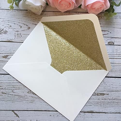 Kuchynee 50pcs a7 envelopes de glitter com auto-vedação adesiva, 5,3 x 7,7 polegadas envelopes perolados perfeitos para 5 '' x 7 ''