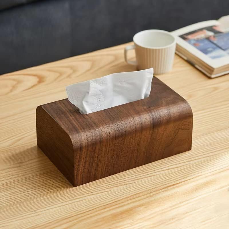 Ganfanren Sala de estar caixa de tecido Walnut Wood Paper Box mesa de mesa de mesa caixa de armazenamento de madeira caixa