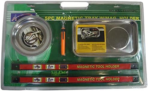 Toolusa 5 peças Titulares de ferramentas magnéticas com 2 bandejas, 2 barras montáveis ​​na parede e ferramenta de captação de extensão: LYAL-5425