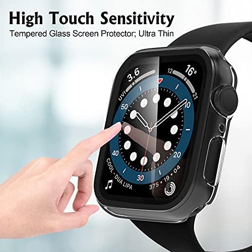 Caso de relógio Arae 2 pacotes compatíveis para Apple Watch Series 6 5 4 SE 40mm para homens com protetor de tela de vidro temperado - transparente/transparente