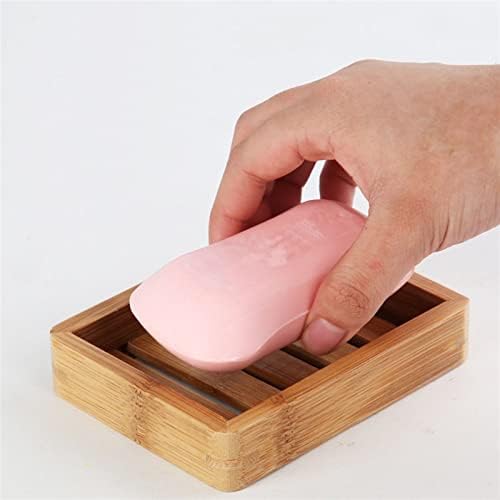 FUUIE Caixa de sabão de madeira de madeira de bambu natural pratos de sabonete bandeja portátil Soap Rack Plate Box Recipiente de casa Acessórios para banheiros