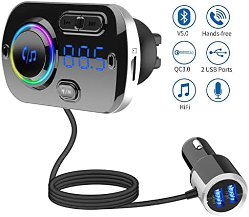 KJHD CARREGOR DE CARRO BLUETOOTH 5.0 FM Modulador Handsfree Car Radio Power Adaptador MP3 Player Audio Bluetooth