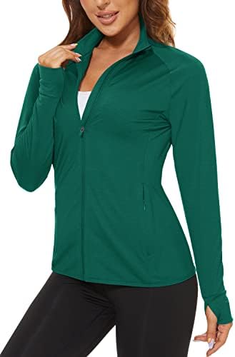 Tacvasen feminino upf 50+ camisas de caminhada Full Zip Sun Protection camisa seca rápida com bolsos Performance