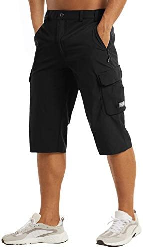 Magcomsen Men's Workout Gym Shorts Quick Dry 3/4 Capri Pants Zipper Bolsões Athletic shorts de corrida