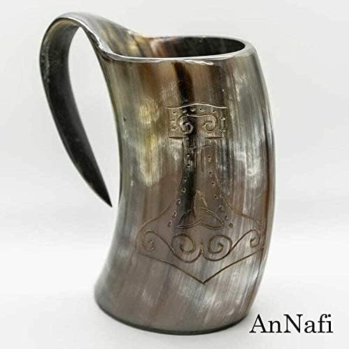 Annafi® Genuine Viking Beborn Horn | Canecas de chifre artesanais naturais para bebidas de mead de vinho de cerveja | Coleção de Game of Thrones | Tankard | Canecas decorativas feitas à mão