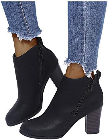 Mulheres Leewos Women Boots Cowgirl Sapatos quadrados curtos de dedo boêmio Botas de cor pura Botas básicas botas ocidentais botas