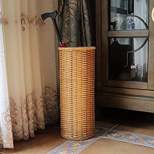Suporte para guarda -chuva lxdzxy, suporte de guarda -chuva feito de bambu e vime natural puro, balde de armazenamento