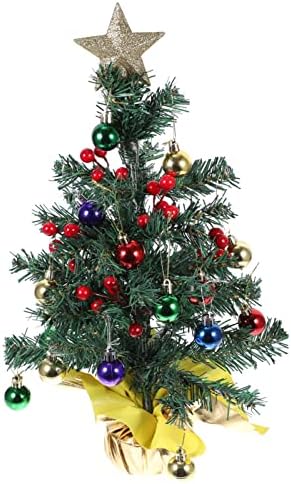 PretyZoom Artificial Christmas Tree Mini Natal Pine Tree Diy Tree de Natal com Balls Star Tree Tops 20 Luzes LED amarelas quentes para bateria decorativa interna de Natal não incluída 45cm