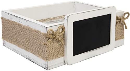 Mygift vintage White Wood Combattop Decorative Box, Wedding & Birthday Party Guest Gift Cards com rótulo de quadro