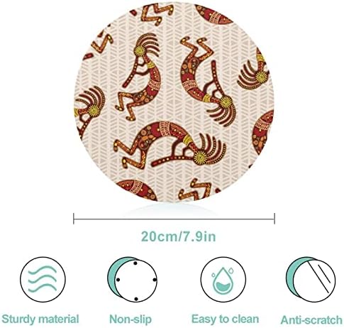 Arte tribal nativa de Kokopelli Impresso a tábua redonda Blocos de vidro Blocos de tapetes bandeja de comida para decoração