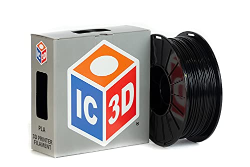 IC3D Black 2,85mm PLA 3D Filamento - 1kg Spool - Precisão dimensional +/- 0,05mm - Filamento de impressão 3D de grau profissional 3D - Feito nos EUA