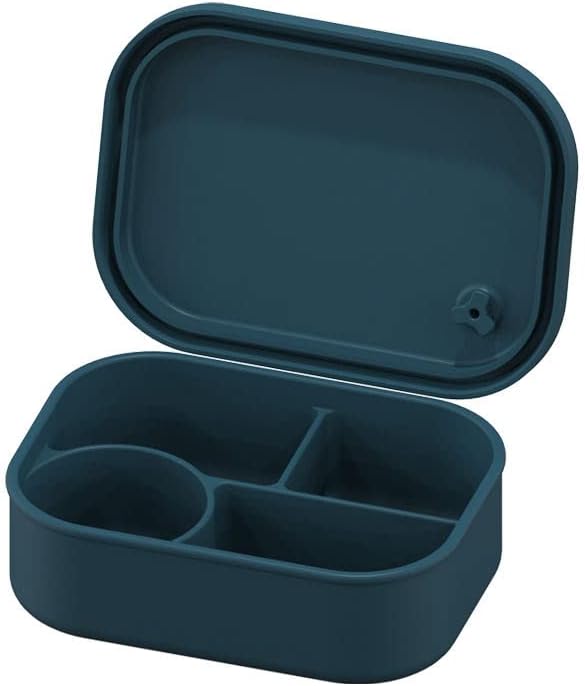 Silicone Bento Lancheira 4 Compartimento com ventilação de microondas portátil escuro portátil, lava -louças seguro, reutilizável