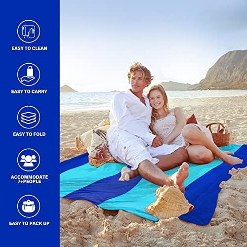Clanta de praia de Famstar Oversize Extra grande 79 x 83 ', cobertor à prova de areia à prova d'água 1-7 adultos