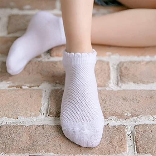 Looching 5 pack meninas meninas Mesh meias finas algodão de algodão de baixo corte de crianças sem show meias tornozelo 1-12t branco macio/multicolor