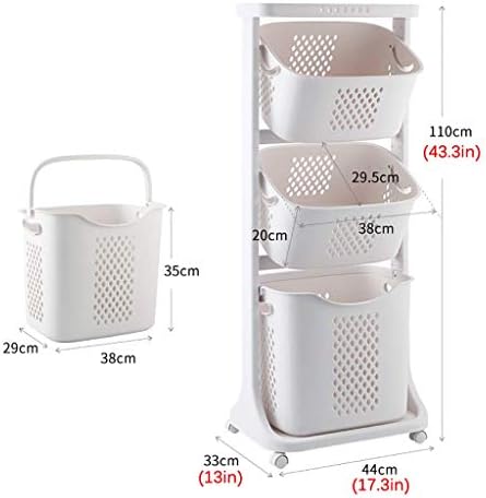 Cesta de lavanderia jf -xyl, cesta de armazenamento de carrinho de plástico do banheiro, cesta de armazenamento de lavanderia - 3 camadas 17.31343.3inch.
