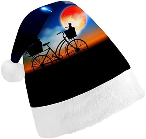 Paisagem céu bonito com gato em um chapéu de chapéu de bicicleta chapéu de chapéu de santa engraçado chapéus de férias de festas para