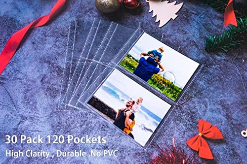 30 bolsos de 120 bolsos de 3,5x5 ”de mangas de fotocard para fichário a5 de 6 anel, mangas fotográficas ultra-claras, páginas de