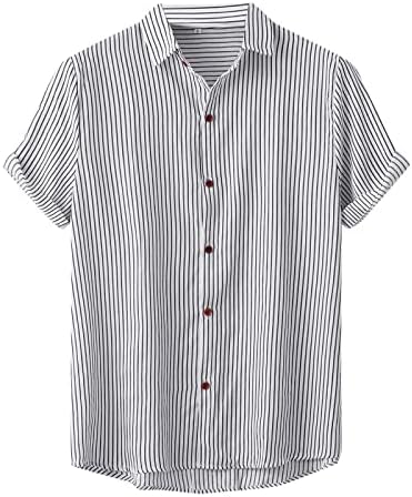 Camisa masculina de verão Camisa de camisa casual masculina camisetas estampadas de manga curta Turn-Down Big e Alto