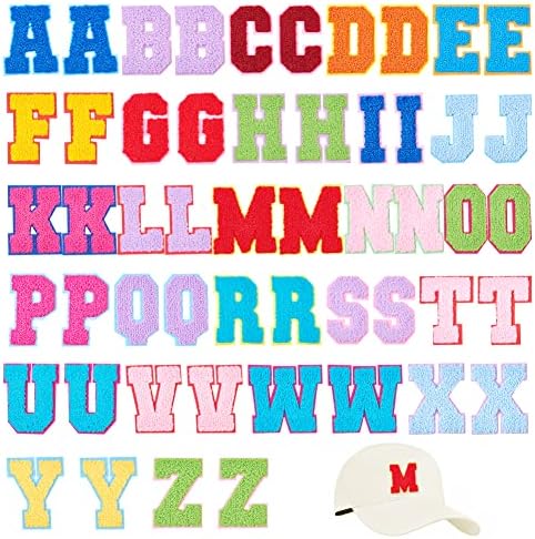 NBeads 52 PCs Chenille Alphabet Iron em remendos, letra Costura em patches A-Z Chenille Patches Apliques do alfabetismo do time do