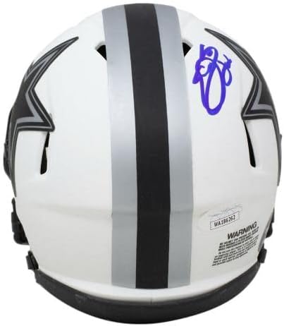 Emmitt Smith assinou cowboys mini speed réplica capacete lunar eclipse JSA WA186282 - Capacetes NFL autografados