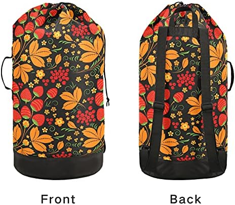 Folhas de outono Bolsa de Ação de Graças com tiras de ombro de lavanderia Backpack Bolsa Fechamento de Custring Destruto Handper para Camp Home Essentials Dorming College