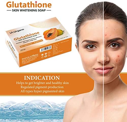 Saheli Glutationa Papaya Sabão de clareamento da pele, com vitamina E&C para iluminação e brilho da pele, ácido kojic, mancha