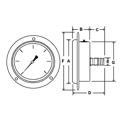 PIC medidores 205D-404G 4 Dial 0/200 PSI Range, 2-1-2% de precisão