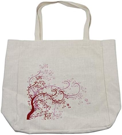 Bolsa de compras japonesa de Ambesonne, gênero em espiral gênero Magnolia Folhagem encerrada Motivo Folhas, Bolsa Reutilizável
