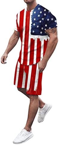Mass 4 de julho sets curtos de 2 peças roupas de verão trajes de bandeira dos EUA camisetas musculares impressas de manga curta