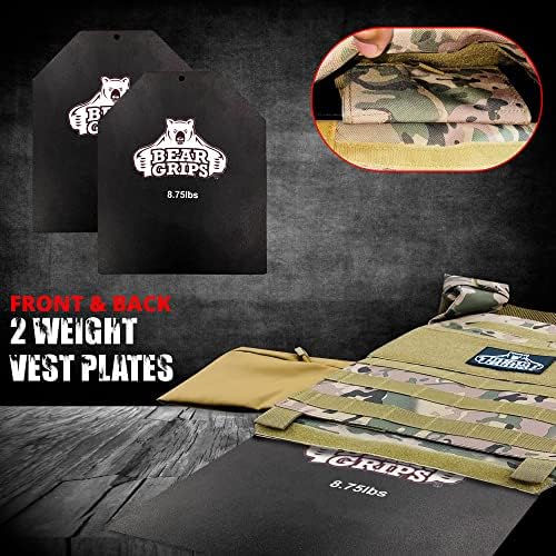 Placas de colete de peso de garras de urso - 5,75 lb / 8,75 lb - placas de colete ponderadas para treinamento de força, placas de colete
