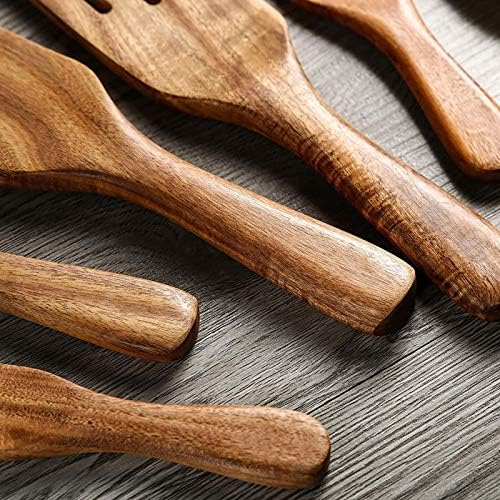 Apurk no 5pcs madeira especial madeira sem tinta sólida arroz colher colher spatula cera cozinha ， jantar e barra de barra