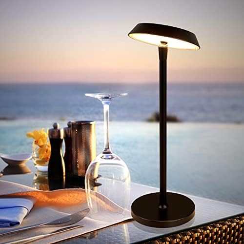 Seihoae, luminárias de mesa sem fio rotativas, luminárias de mesa operadas por bateria recarregáveis, lâmpada de mesa ao