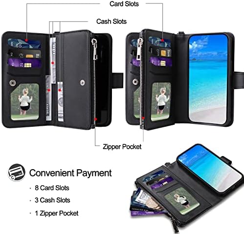 Jzases Case for Galaxy S9, capa de carteira destacável de 2 em 1 em 1, capa de capa de couro de couro PU com porta -cartas para