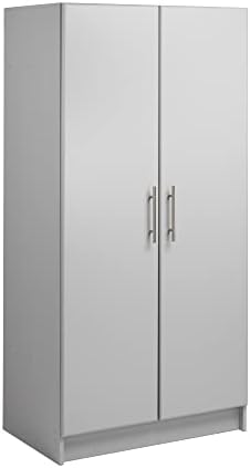 Prepac elite 2 portas armário de guarda -roupa, 32 w x 65 h x 20 , cinza claro