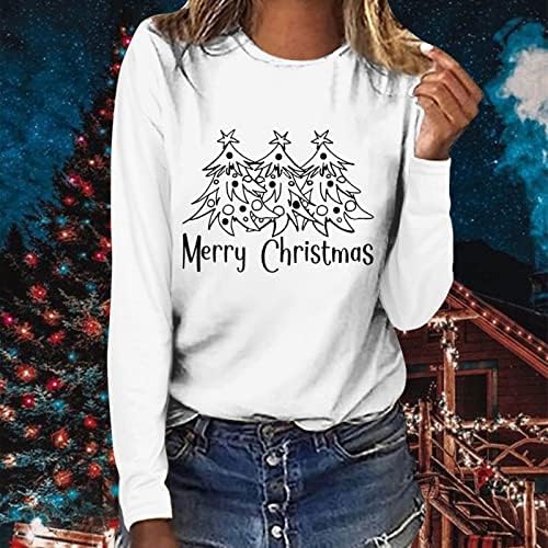 Sweater Feio de Natal para Mulheres Ano Novo 2023 Funny Cute Tree Tree camiseta Camisetas Crewneck Sweetshirts Casual tops soltos