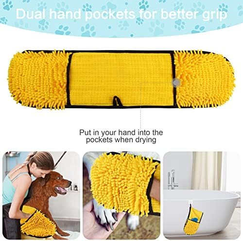 Toalhas de cachorro para secar cães kit com grande super absorvente chenille cão taco de secagem pincel de banho de estimação