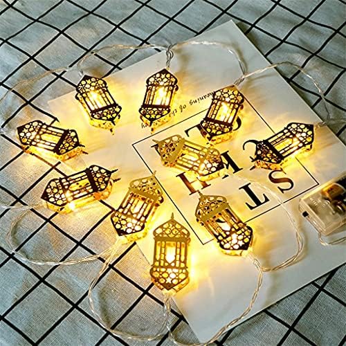 ZLXDP 2PC 10 LED de Natal Ramadan Castle Festival Festival Bateria Power Golden Salting Garland Ornamentos de quarto de guirlanda