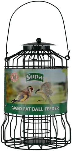 Alimentador de pássaros selvagens de bola gorda com enxugada supa | Projetado para impedir esquilos e também pássaros maiores de jardim, como pombos e pombas