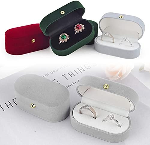Guangming - Caixa de anel de veludo caça -níqueis duplos, caixa de anel de noivado de casal, jóias da moda Brincha de joias Caixa