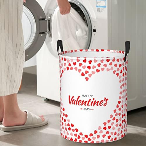 Cestas de roupa de lavanderia dobráveis ​​para lavanderia do dia dos namorados com alças de cesta de roupas dobráveis ​​sujas