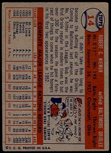 1957 Topps # 14 Bob Nieman Baltimore Orioles VG Orioles