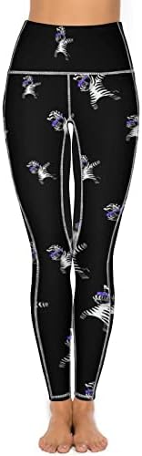 Calças de ioga zebra engraçadas com bolsos para mulheres de altura de altas alisadas