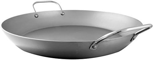 Mauviel M'Steel Black Carbon Natural Innick Paella Pan com alça de ferro, 15,7 pol, adequado para todas as superfícies de cozinha,